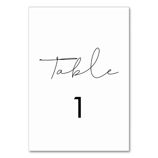 Minimalistische handgeschriebene Hochzeit Tischnummer (Rückseite)