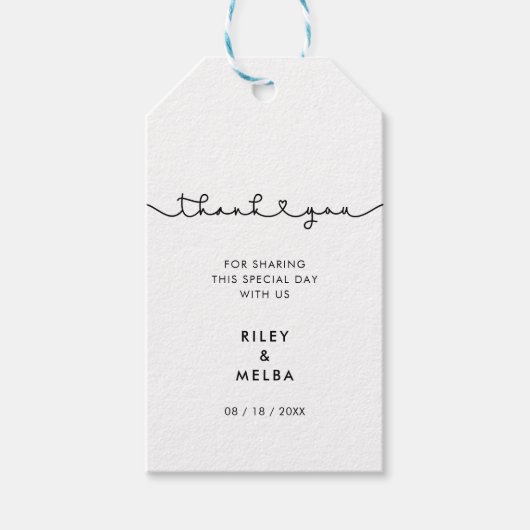 Minimalistische handgeschriebene Hochzeitsgeschenk Geschenkanhänger (Vorderseite)