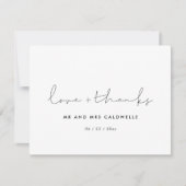 Minimalistische handgeschriebene Hochzeitskarte Li Dankeskarte (Vorderseite)