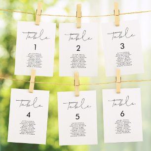 Minimalistische handgeschriebene Hochzeitskarten Tischnummer