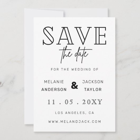 Minimalistische, handgeschriebene Kalligraphie Save The Date (Vorderseite)