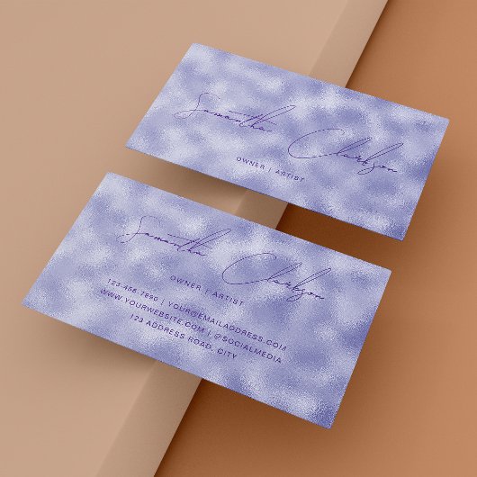 Minimalistische handgeschriebene Lila Folien und S Visitenkarte