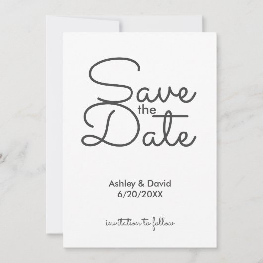 Minimalistische handgeschriebene, rustikale Save t Einladung (Vorderseite)
