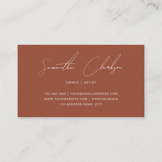 Minimalistische handgeschriebene Schrift Rustikale Visitenkarte (Rückseite)