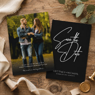 Minimalistische handgeschriebene Schrift Schwarz Save The Date