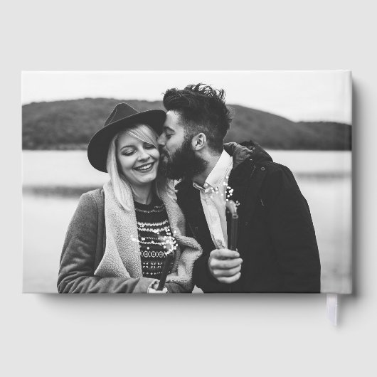 Minimalistische handgeschriebene Script-Foto-Hochz Gästebuch (Rückseite)