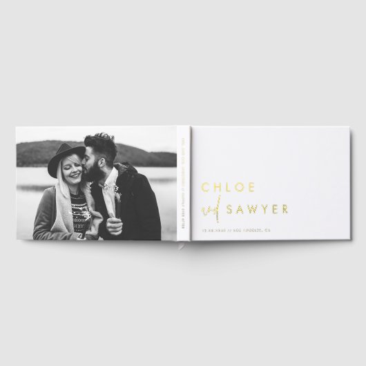 Minimalistische handgeschriebene Script-Foto-Hochz Gästebuch (Voll)