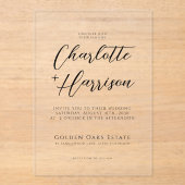 Minimalistische handgeschriebene SkriptWedding tra Acryleinladungen (Vorderseite)