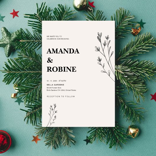 Minimalistische handGezeichnet Blumenzelleneinladu Einladung