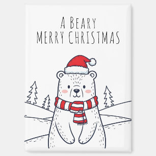 Minimalistische handGezeichnet Polarbärweihnachtsz Magnet