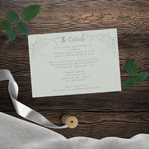 Minimalistische, handgezeichnet Reben weiße Farbe Begleitkarte