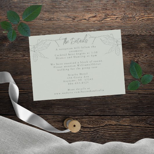 Minimalistische, handgezeichnet Reben weiße Farbe Begleitkarte