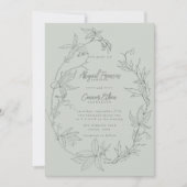 Minimalistische, handgezeichnet Reben weiße Farbe Einladung (Vorderseite)