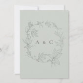 Minimalistische, handgezeichnet Reben weiße Farbe Einladung (Rückseite)