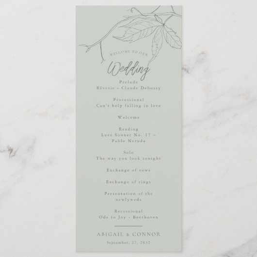 Minimalistische, handgezeichnet Reben weiße Farbe Programm (Vorderseite)