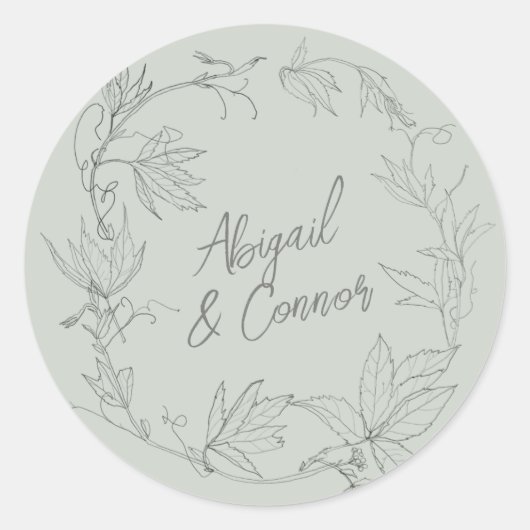 Minimalistische, handgezeichnet Reben weiße Farbe Runder Aufkleber (Vorderseite)