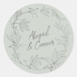 Minimalistische, handgezeichnet Reben weiße Farbe Runder Aufkleber