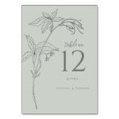 Minimalistische, handgezeichnet Reben weiße Farbe Tischnummer (Vorderseite)