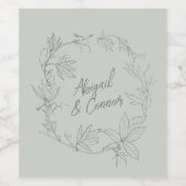 Minimalistische, handgezeichnet Reben weiße Farbe Weinetikett (Einzelnes Label)