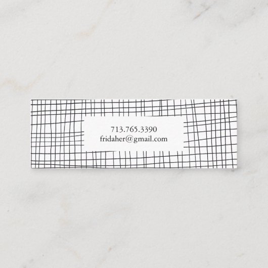 Minimalistische handgezeichnet Stripes Grid Lines Mini Visitenkarte (Rückseite)