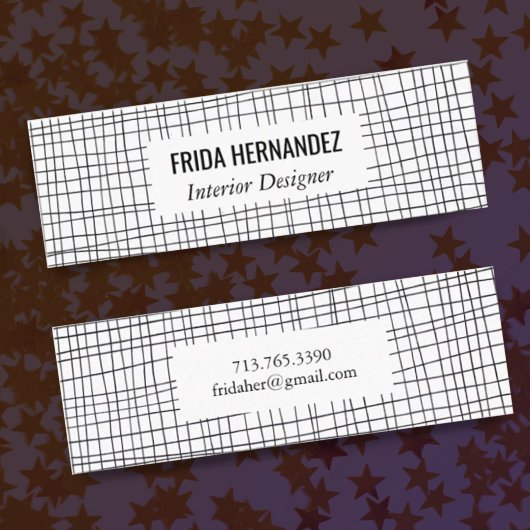Minimalistische handgezeichnet Stripes Grid Lines Mini Visitenkarte