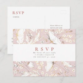 Minimalistische handgezeichnet Wildblumen Hochzeit Postkarte