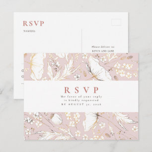 Minimalistische handgezeichnet Wildblumen Hochzeit Postkarte