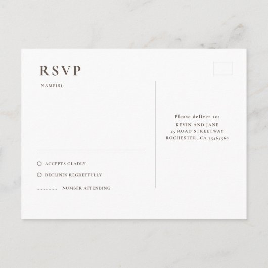 Minimalistische handgezeichnet Wildblumen Hochzeit Postkarte (Rückseite)