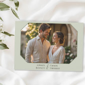 Minimalistische handgezeichnete Blätter Grüne Foto Einladung