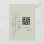 Minimalistische handgezeichnete Blätter zeigen grü Begleitkarte (Rückseite)