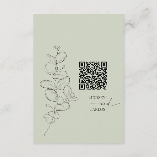 Minimalistische handgezeichnete Blätter zeigen grü Begleitkarte (Rückseite)