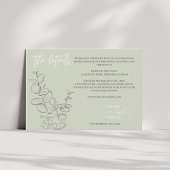 Minimalistische handgezeichnete Blätter zeigen grü Begleitkarte