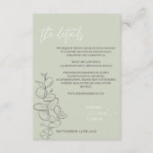 Minimalistische handgezeichnete Blätter zeigen grü Begleitkarte (Vorderseite)