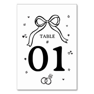 Minimalistische handgezeichnete Hochzeit Tischnummer