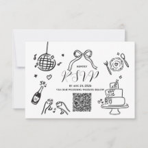 Minimalistische handgezeichnete Hochzeits-RSVP-Kar