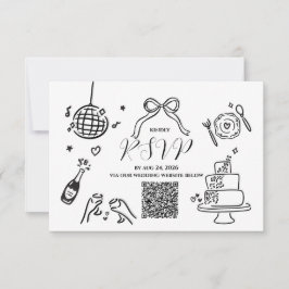 Minimalistische handgezeichnete Hochzeits-RSVP-Kar RSVP Karte