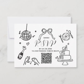 Minimalistische handgezeichnete Hochzeits-RSVP-Kar RSVP Karte