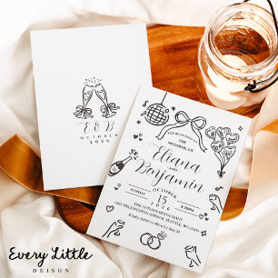 Minimalistische handgezeichnete Hochzeitseinladung Einladung