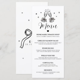 Minimalistische handgezeichnete Hochzeitsmenükarte Menükarte