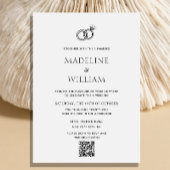 Minimalistische handgezeichnete Rings QR Code Hoch Einladung