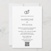 Minimalistische handgezeichnete Rings QR Code Hoch Einladung (Vorderseite)