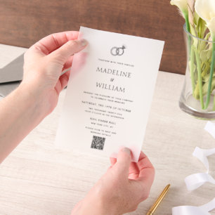 Minimalistische handgezeichnete Rings QR Code Hoch Pergament Einladungen