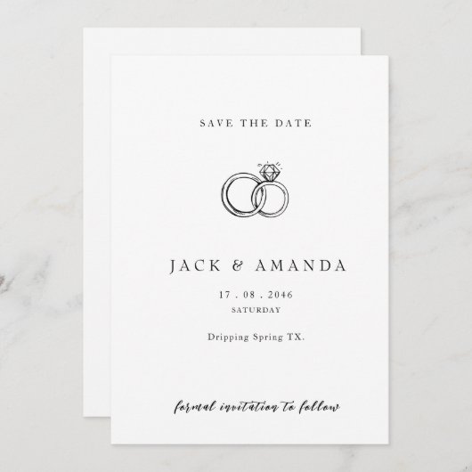 Minimalistische handgezeichnete Script-Hochzeit sp Save The Date (Vorne/Hinten)