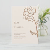 Minimalistische handgezogene Elfenbeinhochzeit Einladung (Stehend Vorderseite)