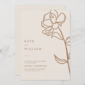 Minimalistische handgezogene Elfenbeinhochzeit Einladung (Vorne/Hinten)