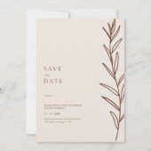 Minimalistische handgezogene Elfenbeinhochzeit Save The Date (Vorderseite)