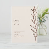 Minimalistische handgezogene Elfenbeinhochzeit Save The Date (Stehend Vorderseite)