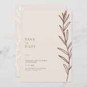 Minimalistische handgezogene Elfenbeinhochzeit Save The Date (Vorne/Hinten)