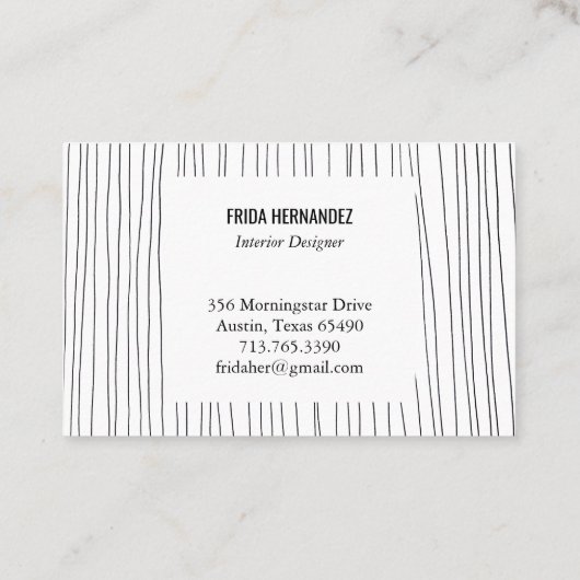 Minimalistische, handgezogene Linien Visitenkarte (Rückseite)