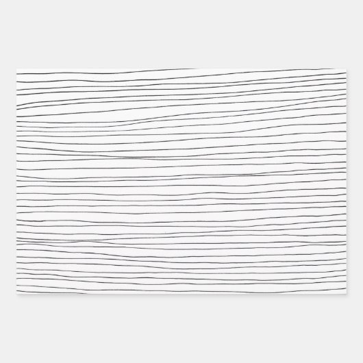 Minimalistische, handgezogene Streifen Linien Punk Geschenkpapier Set (Vorderseite 2)